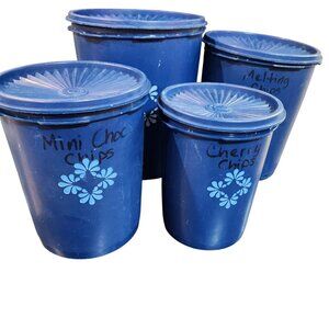 Tupperware servalier canister Set Of 4 With Lids & Floral Design